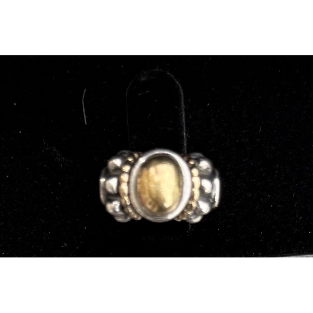 Vintage Lagos Caviar 18k Gold 750 .925 Sterling Silver Dome Ring Size 4.5